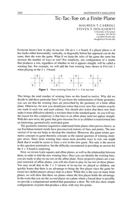 Tic-Tac-Toe on a Finite Plane