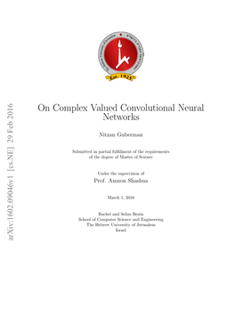 On Complex Valued Convolutional Neural Networks