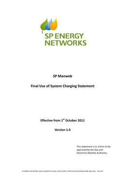 SP Manweb Final Use of System Charging Statement