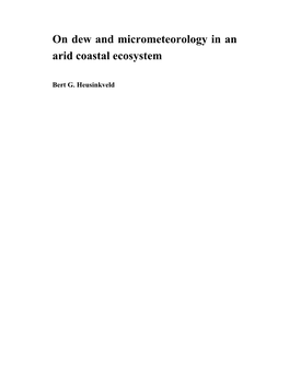 On Dew and Micrometeorology in an Arid Coastal Ecosystem