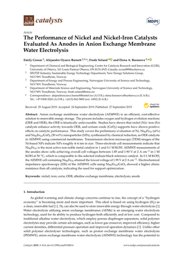 The Performance of Nickel and Nickel-Iron Catalysts Evaluated As Anodes in Anion Exchange Membrane Water Electrolysis