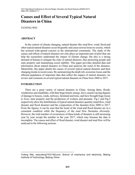 Causes and Effect of Several Typical Natural Disasters in China