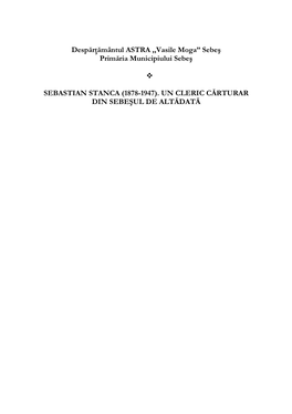 1 Despărţământul ASTRA ,,Vasile Moga” Sebeş Primăria Municipiului