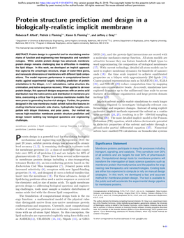 Protein Structure Prediction and Design in a Biologically-Realistic Implicit Membrane