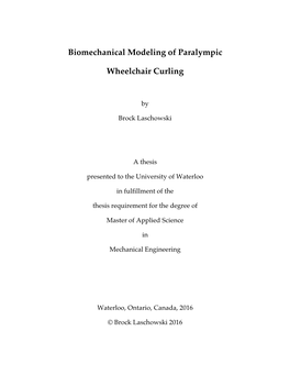 Biomechanical Modeling of Paralympic Wheelchair