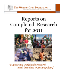 Reports on Completed Research for 2011