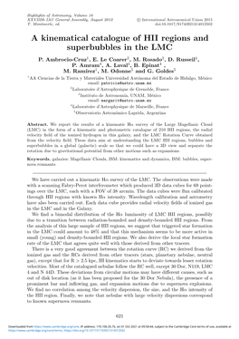 A Kinematical Catalogue of HII Regions and Superbubbles in the LMC