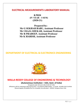 Electrical Measurements Lab Manual