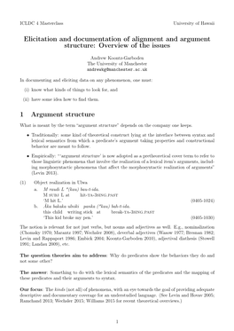 Elicitation and Documentation of Alignment and Argument Structure: Overview of the Issues