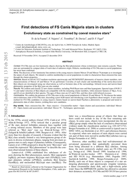 First Detections of FS Canis Majoris Stars in Clusters. Evolutionary State