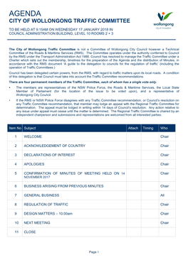 Traffic Committee Agenda 17 January 2018