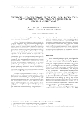 The Middle Pleistocene Deposits of the Roman Basin (Latium, Italy): an Integrated Approach of Mammal Biochronology and Sequence Stratigraphy