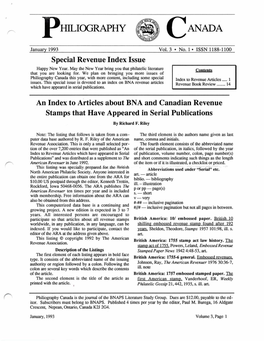 Special Revenue Index Issue an Index to Articles About BNA And