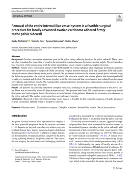 Removal of the Entire Internal Iliac Vessel System Is a Feasible Surgical Procedure for Locally Advanced Ovarian Carcinoma Adhered Firmly to the Pelvic Sidewall
