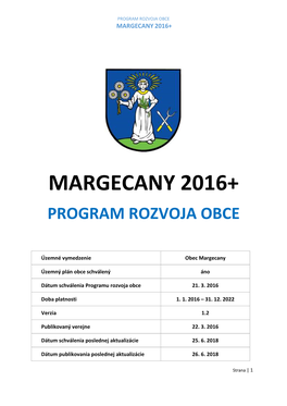 Margecany 2016+ Program Rozvoja Obce