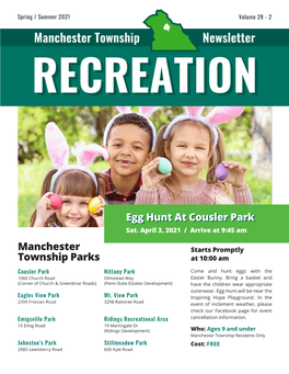 Manchester Township Newsletter RECREATIONRECREATION