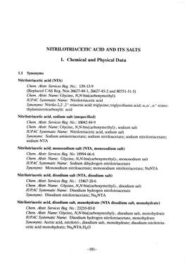 Nitrilotriacetic Acid and Its Salts