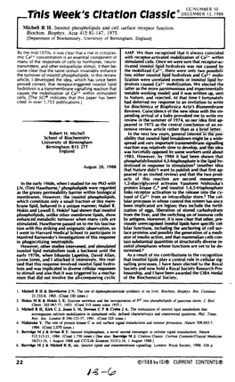 Michell R H. Inositol Phospholipids and Cell Surface Receptor Function