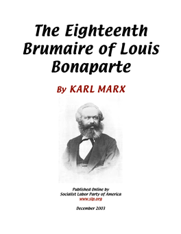 The Eighteenth Brumaire of Louis Bonaparte