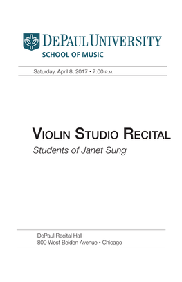 Violin Studio Recital Students of Janet Sung