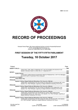 Record of Proceedings