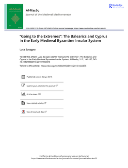 The Balearics and Cyprus in the Early Medieval Byzantine Insular System