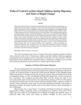 Paths of Central Caroline Island Children During Migration and Times of Rapid Changei