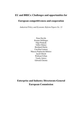 EU and Brics: Challenges and Opportunities For