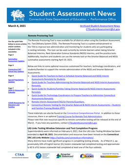 Student Assessment News: March 4, 2021