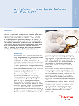 Adding Value to the Numismatic Profession with Portable XRF