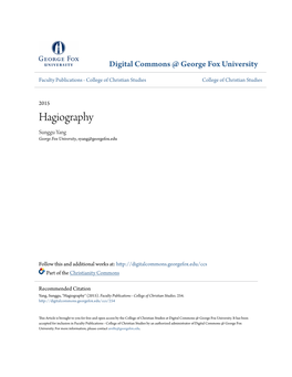Hagiography Sunggu Yang George Fox University, Syang@Georgefox.Edu