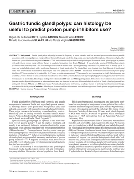 Gastric Fundic Gland Polyps: Can Histology Be Useful to Predict Proton Pump Inhibitors Use?