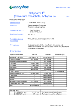 Tricalcium Phosphate, Anhydrous) (1/2)