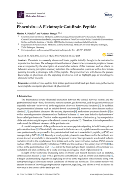 Phoenixin—A Pleiotropic Gut-Brain Peptide