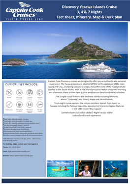9Fja Yasawa Discovery Cruise Fact Sheet.Pub