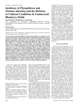 Incidence of Phytophthora and Pythium Infection and the Relation