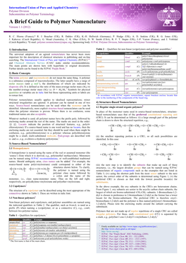 A Brief Guide to Polymer Nomenclature Version 1.1 (2012)