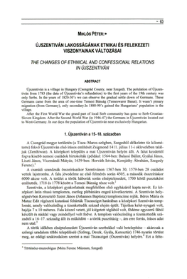 The Changes of Ethnical and Confessional Relations in Újszentiván