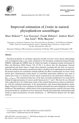Improved Estimation of F-Ratio in Natural Phytoplankton Assemblages