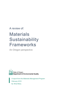 A Review of Sustainability Frameworks