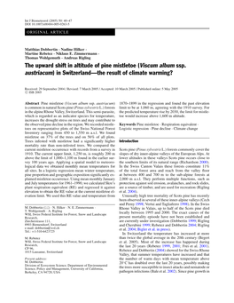 The Upward Shift in Altitude of Pine Mistletoe (Viscum Album Ssp