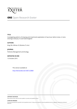 For Review Only 19 20 267 Discussion 21 268 the Power of Assignment and Accuracy of Assignment to Genetic Baselines Depends on a 22 23 269 Number of Factors