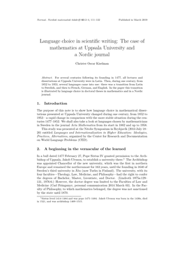 Language Choice in Scientific Writing: the Case of Mathematics At