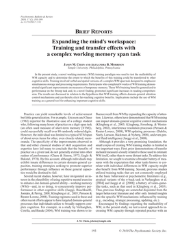 Training and Transfer Effects with a Complex Working Memory Span Task