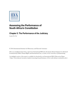 Assessing the Performance of South Africa's Constitution Chapter 5. The