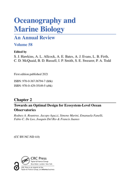 Oceanography and Marine Biology an Annual Review Volume 58