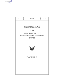 Proceedings of the United States Senate in the Impeachment Trial Of