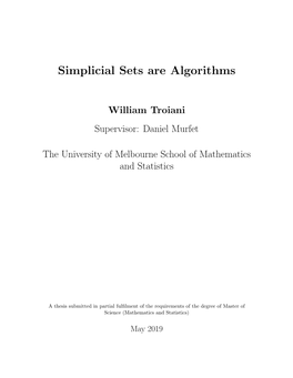 Simplicial Sets Are Algorithms