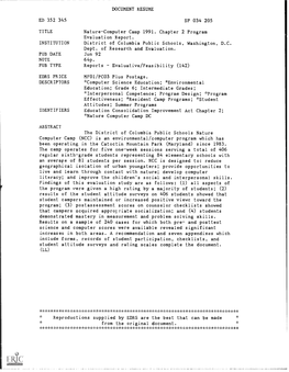 TITLE Nature-Computer Camp 1991. Chapter 2 Program Evaluation Report