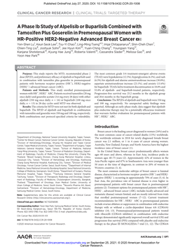 A Phase Ib Study of Alpelisib Or Buparlisib Combined With